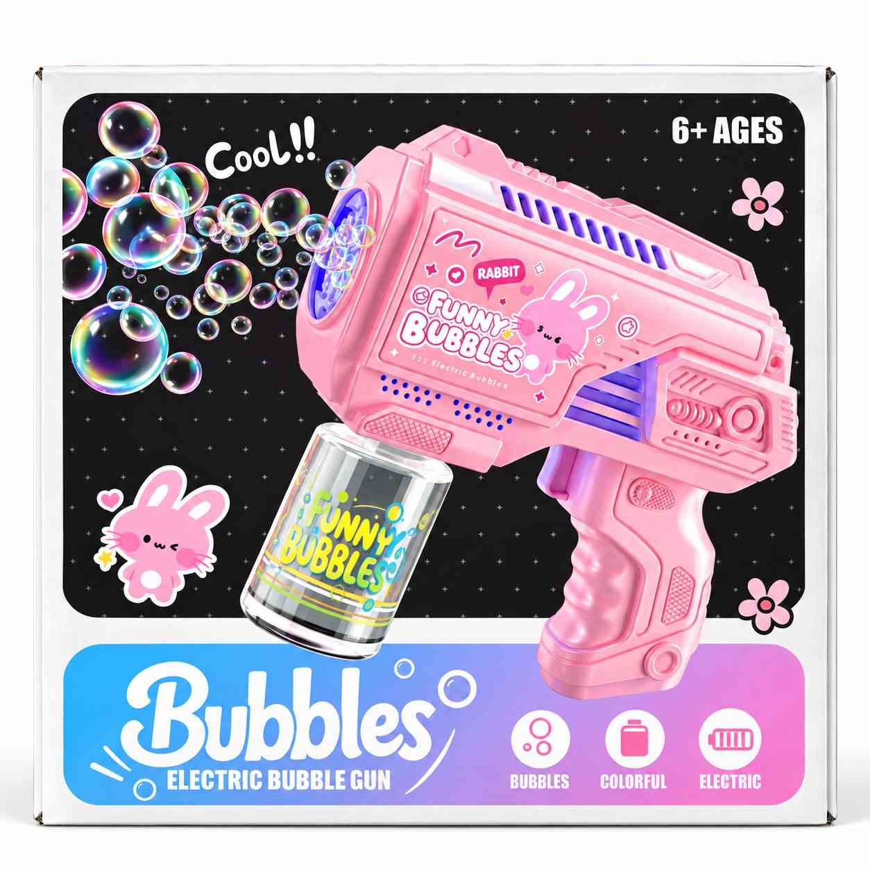 Electric Bubble Gun for Kids- Pink