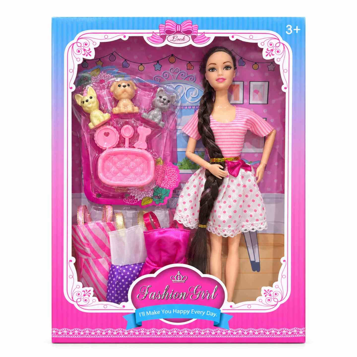 Fashion Girl Doll with Long Hair & Styling Accessories